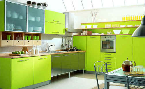 зеленые кухни угловые фото
