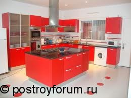 красно белые кухни 
