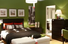 дизайн зеленой спальни